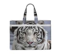 Hnnkloy Tigre bianca invernale,Borsa portadocumenti in tela con cerniera, borsa a mano, valigetta per scuola e ufficio