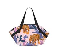 Hnnkloy Tigri nella giungla,Tappetino da campeggio multifunzionale pieghevole, coperta da picnic utilizzabile anche come borsa da campeggio.