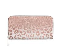 Hnnkloy Trendy Faux Rose Gold Glitter Ombre Leopard, Portafogli in pelle PU, grande capacità, portafoglio con pochette per uomo e donna