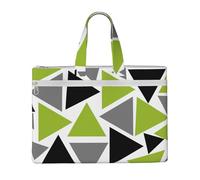Hnnkloy Triangoli casuali verde lime grigio nero su bianco,Borsa portadocumenti in tela con cerniera, borsa a mano, valigetta per scuola e ufficio