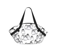 Hnnkloy Un piccolo e grazioso pinguino in inverno,Tappetino da campeggio multifunzionale pieghevole, coperta da picnic utilizzabile anche come borsa da campeggio.