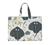 Hnnkloy Vita marina Stingray,Borsa portadocumenti in tela con cerniera, borsa a mano, valigetta per scuola e ufficio