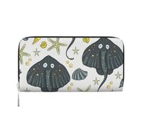 Hnnkloy Vita marina Stingray, Portafogli in pelle PU, grande capacità, portafoglio con pochette per uomo e donna