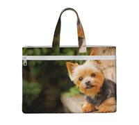 Hnnkloy Yorkshire Terrier Bokeh Cani Carini Muro,Borsa portadocumenti in tela con cerniera, borsa a mano, valigetta per scuola e ufficio