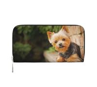 Hnnkloy Yorkshire Terrier Bokeh Cani Carini Muro, Portafogli in pelle PU, grande capacità, portafoglio con pochette per uomo e donna
