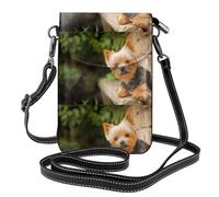 Hnnkloy Yorkshire Terrier Bokeh Cute Dogs Wall,Borsette per cellulari da donna, piccole borse a tracolla - Portafoglio per cellulare in pelle PU con scomparti per carte di credito