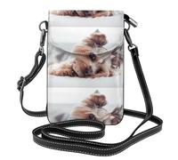 Hnnkloy Yorkshire Terrier,Borsette per cellulari da donna, piccole borse a tracolla - Portafoglio per cellulare in pelle PU con scomparti per carte di credito