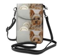 Hnnkloy Yorkshire Terrier,Borsette per cellulari da donna, piccole borse a tracolla - Portafoglio per cellulare in pelle PU con scomparti per carte di credito