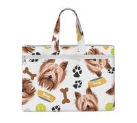 Hnnkloy Yorkshire Terrier cane sorridente,Borsa portadocumenti in tela con cerniera, borsa a mano, valigetta per scuola e ufficio