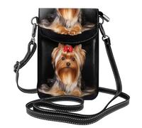 Hnnkloy Yorkshire Terrier e Nastro,Borsette per cellulari da donna, piccole borse a tracolla - Portafoglio per cellulare in pelle PU con scomparti per carte di credito