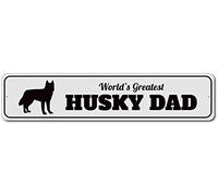 HNNT Cartello Stradale in Alluminio con Scritta in Lingua Inglese “Husky Dad”, 10 x 40 cm