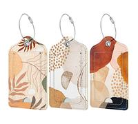 Hnogri, 3 etichette in pelle PU per valigie, etichetta per bagagli da viaggio con patta per la privacy, etichetta con nome e ID e anello in metallo per donne, uomini, borse da viaggio, zaini per la