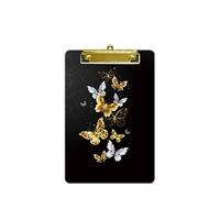 Hnogri Piccolo Portablocco di plastica, Portablocco di formato A5 di design alla moda per studenti, Bambini, Mini Portablocco Dimensioni 15CM x 22.5CM, Farfalla d'oro