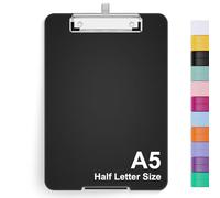 Hnogri Portablocco formato A5 con stoccaggio, 6 x 9 pollici per la cura dell'infermieristica pieghevole, in plastica pieghevole, forniture per ufficio, forniture scolastiche, Nero