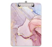 Hnogri Portablocco in Plastica Carino, Colorato, Formato Lettera/A4, 22,9 x 31,8 cm, Graffetta a Basso Profilo, per Studenti, Insegnanti, Donne, Bambini, Pink Marble