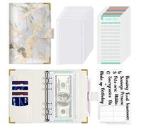 Hnogri Raccoglitore per bilancio con buste con cerniera, formato A6, per risparmiare denaro, per budget, in pelle PU, organizer per banconote, portafoglio floreale da donna.