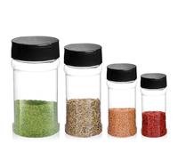 Hnonoxy 4 Pezzi Contenitori per Spezie in Plastica, Barattoli Vuoti Di Plastica per Spezie, Contenitori per Spezie, Contenitore per Spezie Trasparente, Contenitori per Spezie, Sale e Pepe, In Polvere