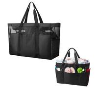 Hnonoxy Borsa Spiaggia Impermeabile,40L Borsas Mares Grande con Termica,Borsa Mare in Rete Con 4 Compartimenti,Borsa Mare Donna Unisex per Spiaggia, Viaggio, Vacanza, Piscina (Nero)