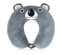 Hnonoxy Cuscino da viaggio, Morbido Cuscino a Forma di U con Borsa Portaoggetti, Poggiatesta a Forma di Animale per Auto, Casa, Ufficio - Grigio