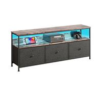 HNOUER Mobile TV con 3 cassetti, per TV da 65 pollici e piccole TV, cambia colore a LED, 137 cm, con 3 cassetti, tavolo per TV con spazio per soggiorno, camera da letto (137 x 30 x 57 cm)