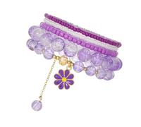 HNsdsvcd Braccialetti elastici multistrato con perline di cristallo e nappe con fiore set di gioielli eleganti per donne alla moda
