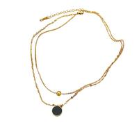 HNsdsvcd Girocollo in metallo nero con ciondolo rotondo a doppio filo, regolabile, accessorio per donne e ragazze alla moda