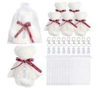 HNsdsvcd Peluche Orso Portachiavi Grazie Tages Bianco Organza Borse Asciugamani Per Baby Shower Favore Matrimonio Compleanno Forniture