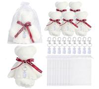HNsdsvcd Peluche Orso Portachiavi Grazie Tages Bianco Organza Borse Asciugamani Per Baby Shower Favore Matrimonio Compleanno Forniture