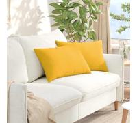 HNSMFPRE Cuscini da divano, 2 pezzi, giallo chiaro, 60 x 40 cm | Morbido velluto a coste, fodera rimovibile con cerniera, imbottitura in poliestere, per soggiorno, camera da letto, ufficio