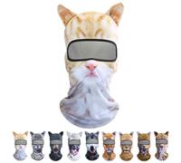 HNTKGME Maschere da Sci Invernali Antivento per Gatti 3D, Maschera da Sci per Passamontagna Divertente con Orecchie per Esterni (Thin-01)