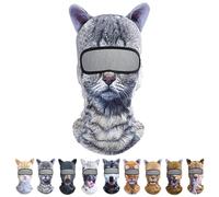 HNTKGME Maschere da Sci Invernali Antivento per Gatti 3D, Maschera da Sci per Passamontagna Divertente con Orecchie per Esterni (Thin-02)