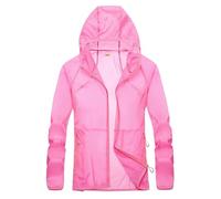 HNULGVI Antipioggia Giacca antipioggia ad asciugatura rapida, impermeabile, da pesca, unisex, for esterni, con protezione solare, leggera e traspirante, donna, giacca a vento per Viaggiare(Pink,L)