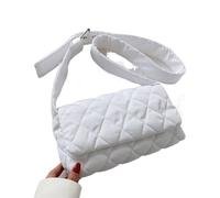 HNULGVI Borsa Di Peluche Borsa trapuntata a tracolla scozzese imbottita in cotone leggero invernale caldo piumino Borse da donna sotto le ascelle gonfie per le Donne(White)