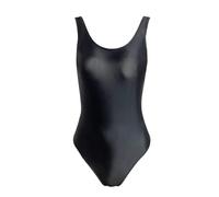 HNULGVI Costume da Bagno Intero Costumi da Bagno Interi in Raso Lucidi Come la Seta Body ad Alta Elasticità Cavallo Aperto stringere i Fianchi Costume Lucido(Black,2XL)