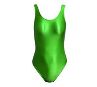 HNULGVI Costume da Bagno Intero Costumi da Bagno Interi in Raso Lucidi Come la Seta Body ad Alta Elasticità Cavallo Aperto stringere i Fianchi Costume Lucido(Green,L)