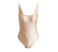 HNULGVI Costume da Bagno Intero Costumi da Bagno Interi in Raso Lucidi Come la Seta Body ad Alta Elasticità Cavallo Aperto stringere i Fianchi Costume Lucido(Skin Colour,XL)