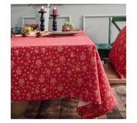 HNULGVI Tovaglia Natalizia Tovaglia for feste di Natale in cotone e lino. Campanelli eolici abbronzanti verdi giapponesi. Copritavolo rettangolare for decorazioni domestiche per la Festa(Red,90x90cm)