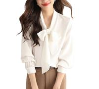 HNVAVQ Camicia Elegante in Seta 100% Donna Elegante Blusa Manica Lunga