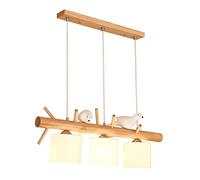 HNVBDOPAE Lampada Quadrata in Legno,De Industriali Moderne,Da a Sospensiper Camera da Letto, Illuminazidecorativa con Paralume in Vetro,De a Sospensivintage/Duedari/Tredari/Tre i