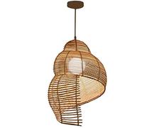 HNVBDOPAE Lampadario in Bambù, Creativo, con Paralume in Vimini a Forma Di Conchiglia, con Paralume Scavato,Dario Vintage in Rattan Intrecciato a Mano, Sempliceda a Sospensida Soffitto/Marrone/Diametr