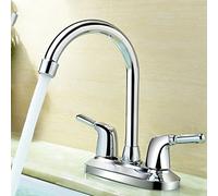 HNVBDOPAE Rubinetto miscelatore da bagno in stile europeo a doppia maniglia in rame per lavabo caldo e freddo Durevole doppio foro rubinetto per lavabo per bagni moderni