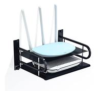 HNVNER Mensola Multimediale da Parete Supporto Per Piccolo Proiettori, Scaffale Galleggiante di Metallo per Router/Modem/TV Box/Console di Gioco/Lettori DVD/Casse (2 Ripiani, Piccola)