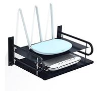 HNVNER Mensola Parete Nero per Router Proiettori, Scaffale Muro 2 Strati