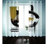 HNYDM Tende per interni di casa Tende astratte con gru dorata Stampa 3D Camera da letto Soggiorno Finestra Partizione oscurante Stile 2 pannelli WxH/2x200x265cm tende termiche
