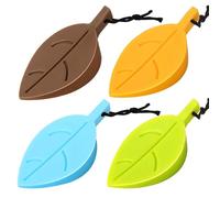 HNYYZL - Set di 4 fermaporta in silicone per fermaporta a cuneo, design a forma di foglia di cartone animato, sicuro e flessibile, per casa e ufficio (verde, giallo, blu, marrone)