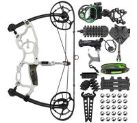 HNZMDY Arco compound a doppio uso regolabile da, arco da caccia ad asse corto per frecce e palline d'acciaio, set da caccia con arco per il tiro al bersaglio all'aperto (Argento, Set arco compound)