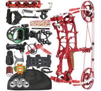 HNZMDY Set arco compound e frecce: arco lavorato a CNC con let-off dell'80%, velocità IBO di 330 fps, potenza 30-75 libbre, per caccia e tiro al bersaglio (rosso, Set palline)