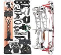 HNZMDY Set arco compound e frecce: arco lavorato a CNC con let-off dell'80%, velocità IBO di 330 fps, potenza 30-75 libbre, per caccia e tiro al bersaglio (argento, Kit di tiro a pesce)