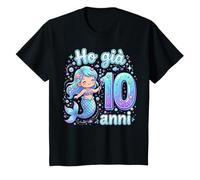 Ho 10 Anni Festa Compleanno Sirena Bambina Oceano Maglietta