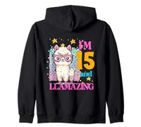 Ho 15 anni e Llamazing Compleanno per gli amanti dei lama Felpa con Cappuccio